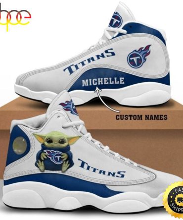 Baby Yoda Hug Tennessee Titans Personalized Name Air Jordan 13 Shoes