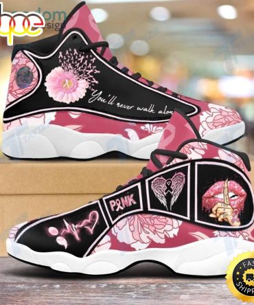 Breast Cancer Flower Youll Never Walk Alone Air Jordan 13 Sneakers