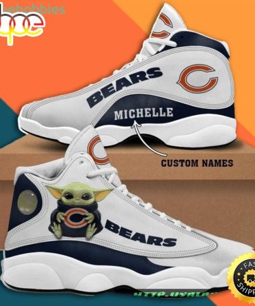Custom Name Chicago Bears Baby Yoda Air Jordan 13 Sneaker Shoes