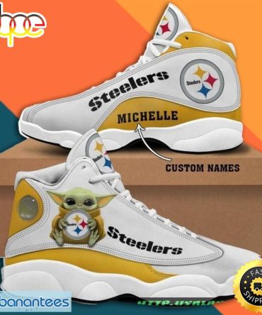 Custom Name Pittsburgh Steelers Baby Yoda Air Jordan 13 Sneaker Shoes