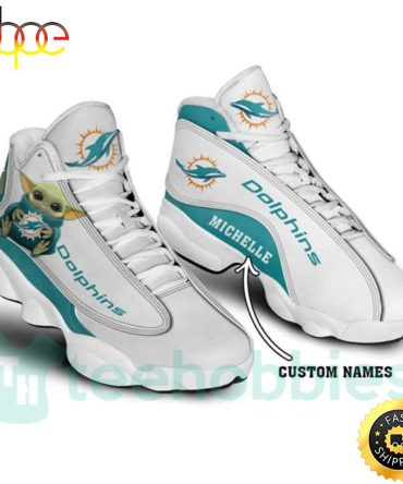 Miami Dolphins Grogu Baby Yoda Custom Name Air Jordan 13 Unisex Shoes