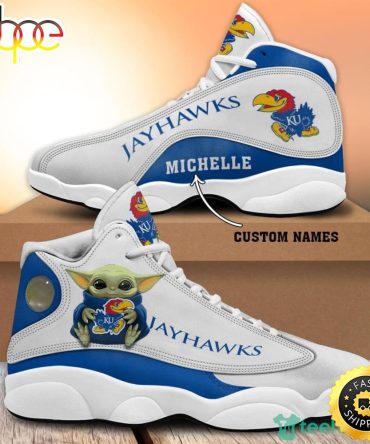 Ncaa Kansas Jayhawks Custom Name Baby Yoda Air Jordan 13 Shoes