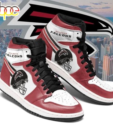 Nfl Atlanta Falcons Red White Helmet Air Jordan 1 High Sneakers