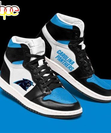 Nfl Carolina Panthers Black Blue Air Jordan 1 High Sneakers V2