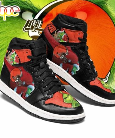 Nfl Cleveland Browns The Grinch Christmas Air Jordan 1 High Sneakers
