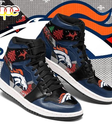 Nfl Denver Broncos Christmas Blue Air Jordan 1 High Sneakers