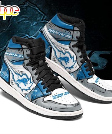 Nfl Detroit Lions Silver Blue Air Jordan 1 High Sneakers