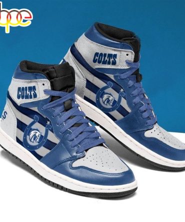 Nfl Indianapolis Colts Blue Grey Air Jordan 1 High Sneakers
