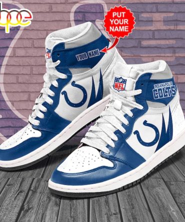 Nfl Indianapolis Colts Custom Name White Blue Air Jordan 1 High Sneakers