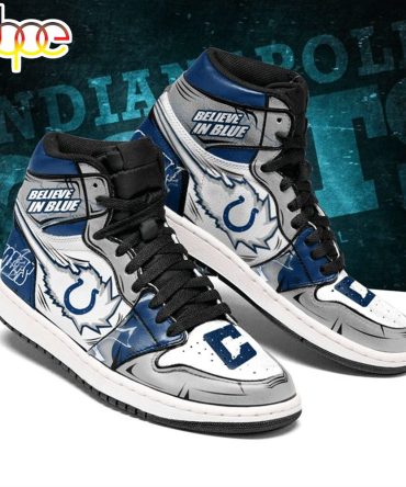 Nfl Indianapolis Colts Grey White Air Jordan 1 High Sneakers