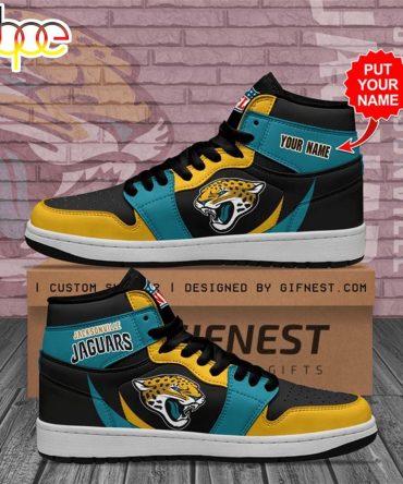 Nfl Jacksonville Jaguars Custom Name Black Gold Air Jordan 1 High Sneakers