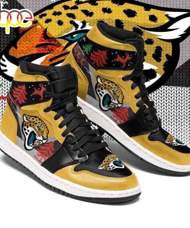 Nfl Jacksonville Jaguars Gold Christmas Air Jordan 1 High Sneakers