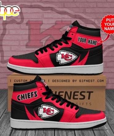Nfl Kansas City Chiefs Custom Name Red Black Air Jordan 1 High Sneakers