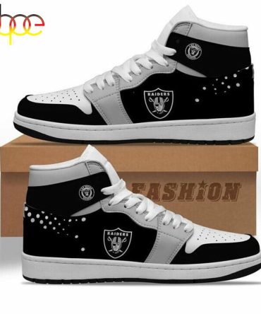 Nfl Las Vegas Raiders Black Silver Air Jordan 1 High Sneakers V2