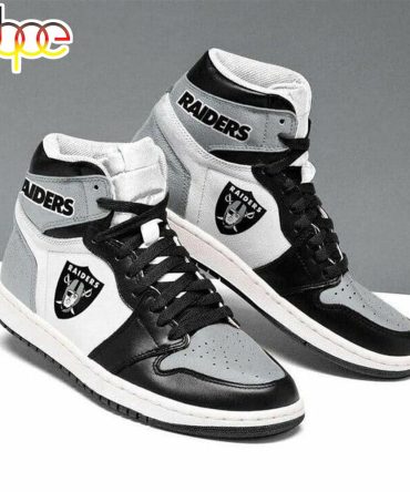 Nfl Las Vegas Raiders Silver Black Air Jordan 1 High Sneakers V2