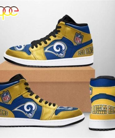 Nfl Los Angeles Rams Golden Blue Custom Air Jordan 1 High Sneakers