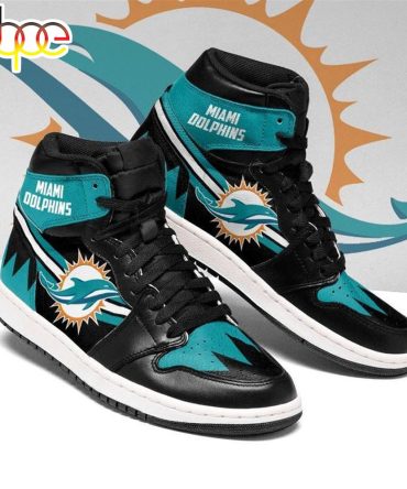 Nfl Miami Dolphins Black Aqua Air Jordan 1 High Sneakers