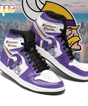 Nfl Minnesota Vikings Purple Helmet White Sneaker Air Jordan 1 High Sneakers