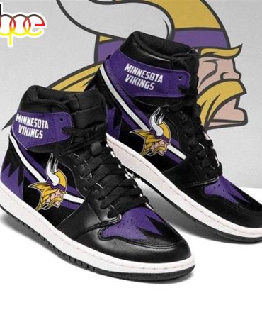 Nfl Minnesota Vikings Purple Logo Black Sneaker Air Jordan 1 High Sneakers