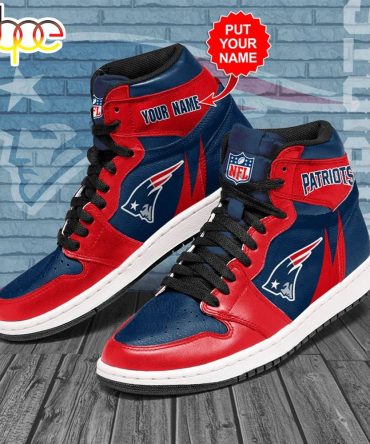 Nfl New England Patriots Custom Name Red Navy Air Jordan 1 High Sneakers
