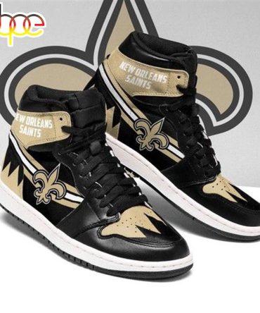 Nfl New Orleans Saints Black Golden Logo Air Jordan 1 High Sneakers