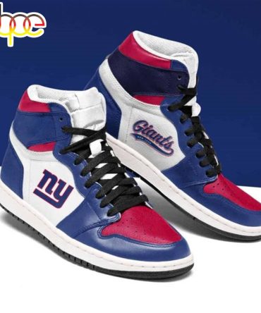 Nfl New York Giants Blue White Air Jordan 1 High Sneakers