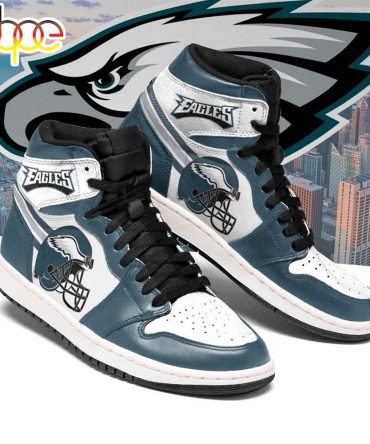Nfl Philadelphia Eagles Green White Helmet Air Jordan 1 High Sneakers