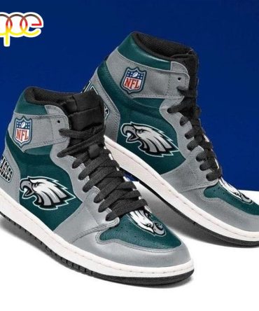 Nfl Philadelphia Eagles Grey Green Air Jordan 1 High Sneakers