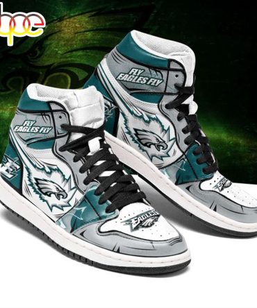 Nfl Philadelphia Eagles Grey Green Logo Air Jordan 1 High Sneakers