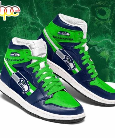 Nfl Seattle Seahawks Green Navy Air Jordan 1 High Sneakers V2