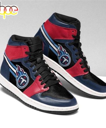 Nfl Tennessee Titans Navy Blue Red Air Jordan 1 High Sneakers