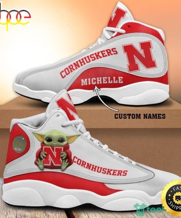 Nebraska Cornhuskers Fans Baby Yoda Custom Name Air Jordan 13 Sneaker Shoes