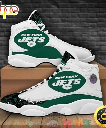New York Jets Football Nfl Big Logo 6 Air Jordan 13 Sneaker Shoes