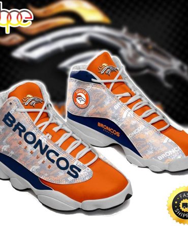 Nfl Denver Broncos Blue Orange Air Jordan 13 Sneaker Shoes