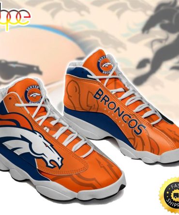 Nfl Denver Broncos Orange Air Jordan 13 Sneaker Shoes