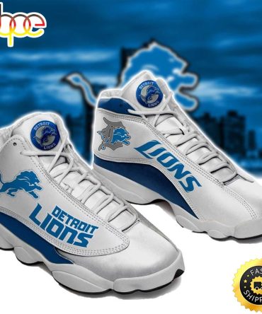 Nfl Detroit Lions Blue White Air Jordan 13 Sneaker Shoes