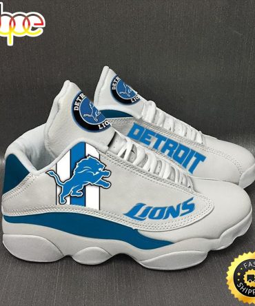 Nfl Detroit Lions White Air Jordan 13 Sneaker Shoes