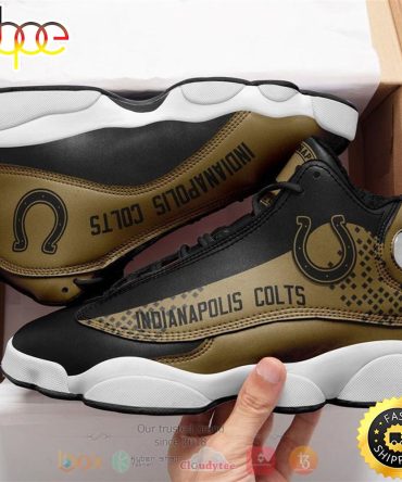 Nfl Indianapolis Colts Black Brown Air Jordan 13 Shoes
