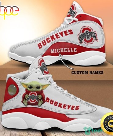 Ohio State Buckeyes Fans Baby Yoda Custom Name Air Jordan 13 Sneaker Shoes