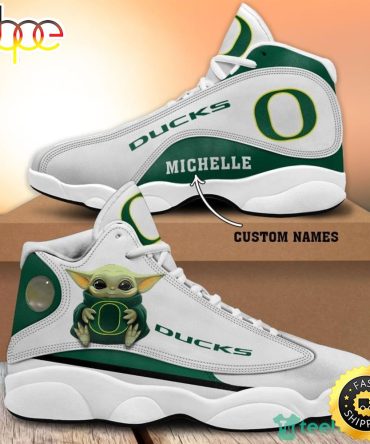 Oregon Ducks Fans Custom Name Air Jordan 13 Sneaker Shoes