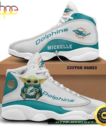 Personalised Miami Dolphins Baby Yoda Air Jordan 13 Shoes