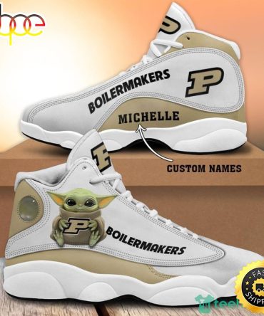 Purdue Boilermakers Fans Baby Yoda Custom Name Air Jordan 13 Sneaker Shoes