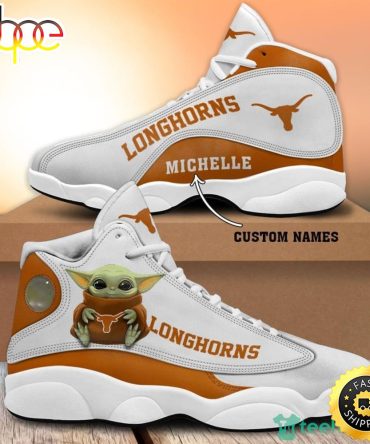 Texas Longhorns Fans Baby Yoda Custom Name Air Jordan 13 Sneaker Shoes