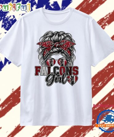 Atlanta Falcons Girl Messy Bun Sunglasses T Shirt