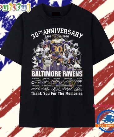 Baltimore Ravens Football 30Th Anniversary Signatures Thank You For The Memories T Shirt