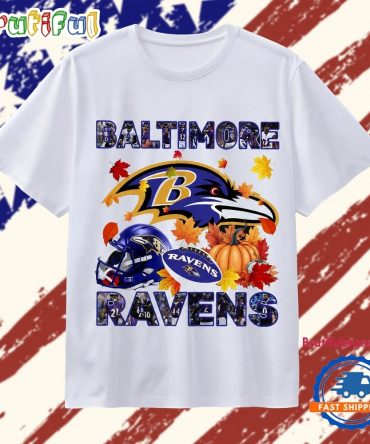 Baltimore Ravens Football Autumn Fall Leaves Graphic T Shirt