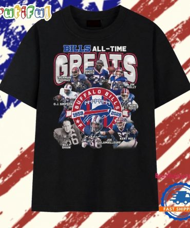 Buffalo Bills All Time Greats Legends Signature Football T Shirt