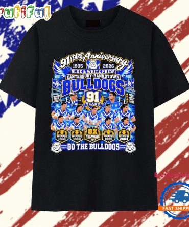 Canterbury Bankstown Bulldogs 91 Years Anniversary 8X Premiers Blue And White Pride T Shirt