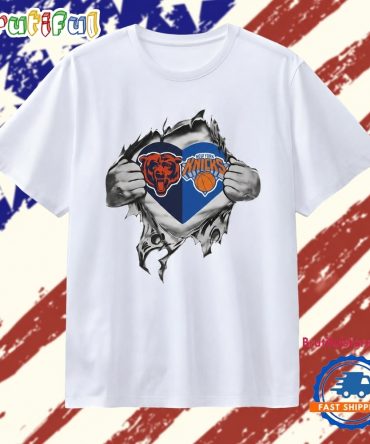 Chicago Bears And New York Knicks Heart Logo T Shirt