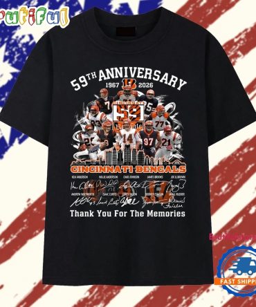 Cincinnati Bengals 59Th Anniversary 1967 2026 Signatures Vintage T Shirt